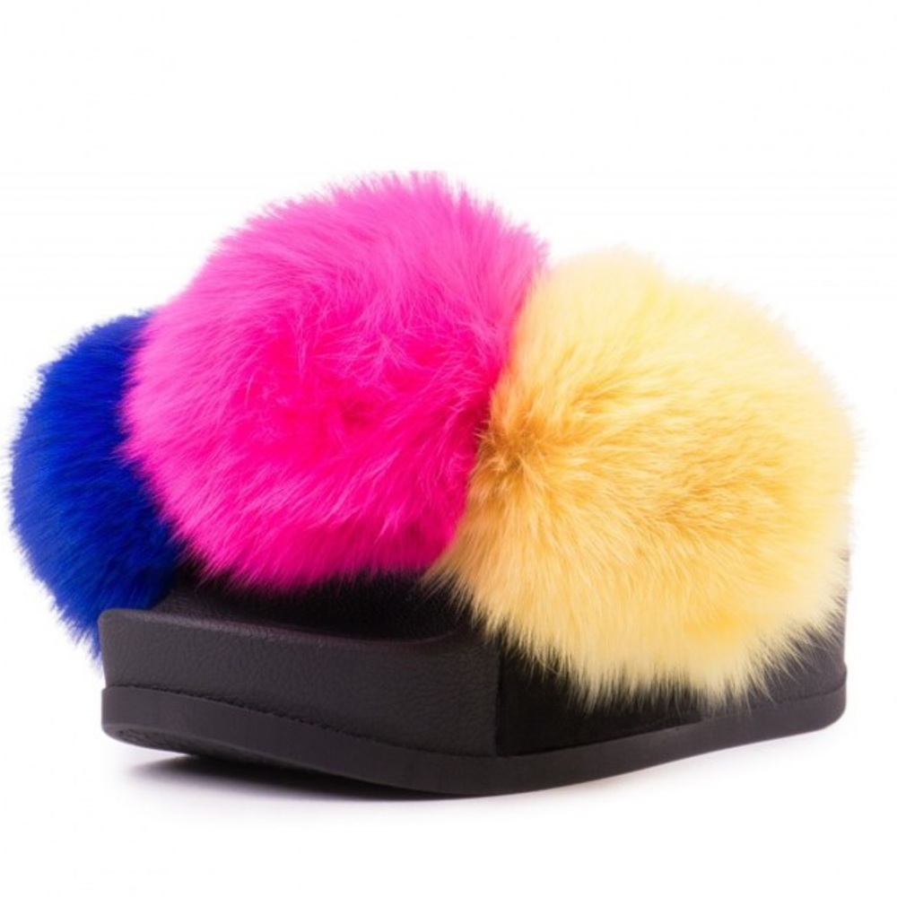 JEFFREY CAMPBELL “EDIE POM” platform slippers